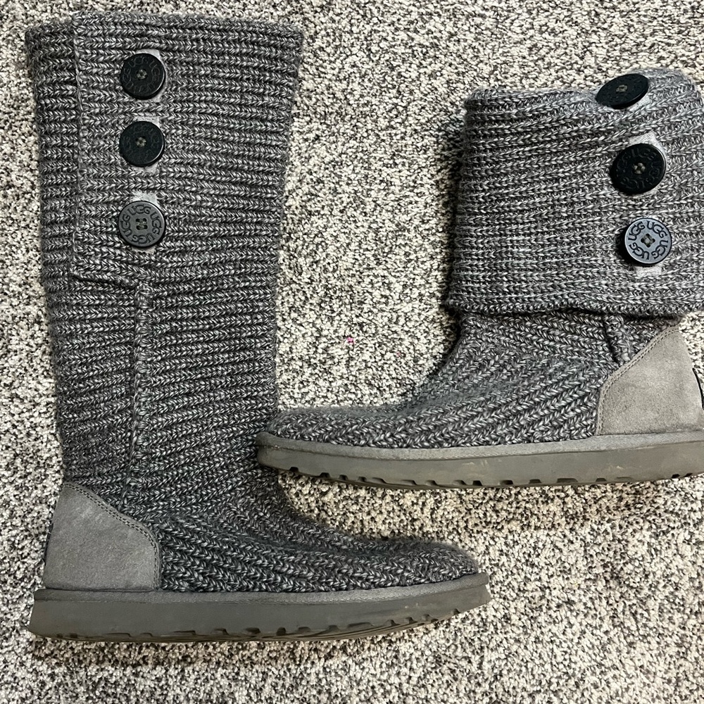 Gray Classic Cardy Knit Ugg Boots